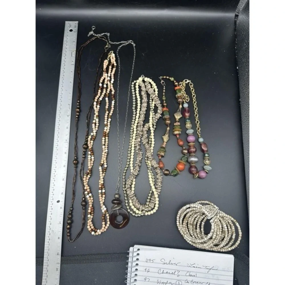 Vintage Lot Necklaces Robert Rose‎ Wood Boho Ethnic Stone Beaded Bronze Tone